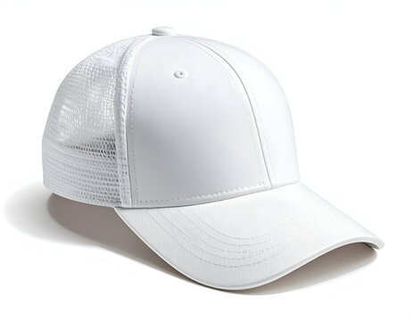 White mesh trucker cap with snapback closure