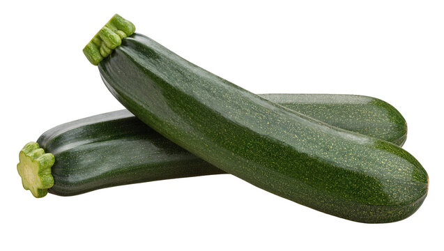 Two fresh green zucchinis, vibrant and healthy summer squash vegetables, perfectly isolated for culinary and healthy eating designs PNG