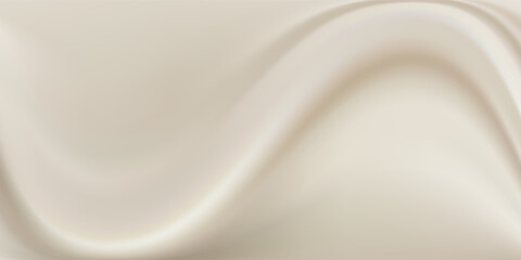 Fototapeta premium Texture of white yogurt, milk or cream surface. Abstract background with soft silk fabric, liquid yoghurt, dairy product or cosmetic creme, vector realistic illustration. 3D Illustration