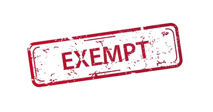 Red ink stamp reads exempt on white background. Grunge texture adds worn, official look. Ideal for legal, tax, or financial documents. Suits government, business, or compliance themes