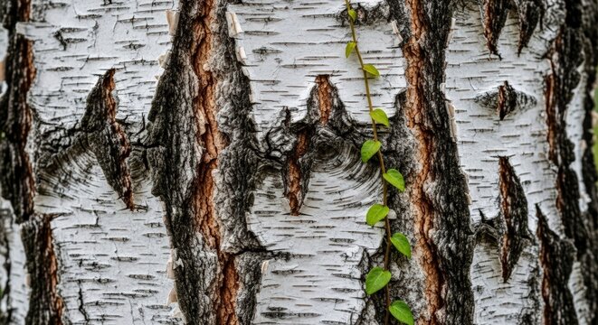 Close-up of birch tree bark texture.