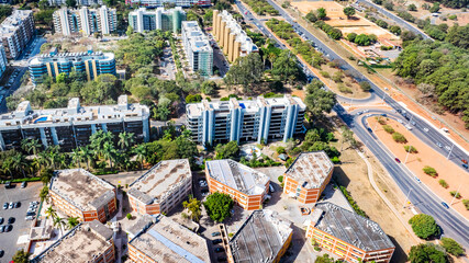 The Octogonal Area, in the Southwest neighborhood, is a prime location known for its octagonal-shaped gated communities. It stands out for its high property values and prime location, Brasília, 2023 © Wagner
