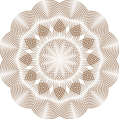 Intricate brown mandala design on white background for decoration and art © Stock Rasel