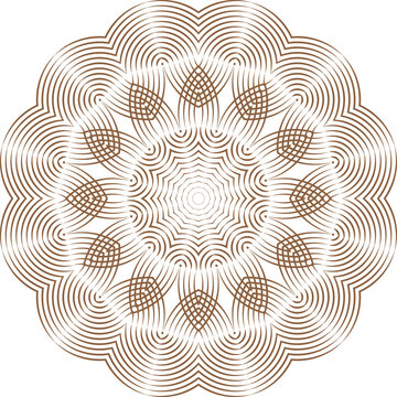 Intricate brown mandala design on white background for decoration and art