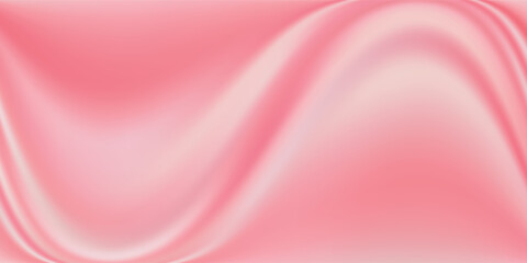 Pink strawberry yogurt or ice cream surface texture with wave pattern. Milk creamy sweet fruit and berry product. Soft and frozen sorbet or dairy pudding smooth top. Realistic vector background. © Qiana