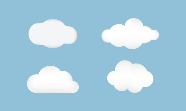 Cloud set. Minimal cartoon style clouds with different shapes.