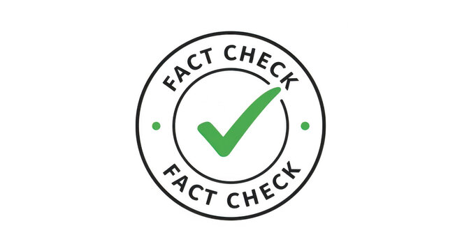 Black and green fact check round stamp icon for news verification isolated png