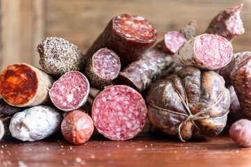 Assorted cured meats display