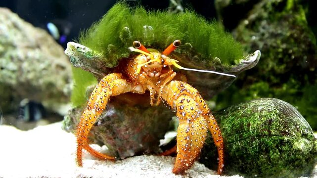 Crab with algea
