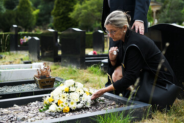 Mourning at a grave