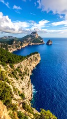 Fototapeta premium Coastal cliffs meet a vibrant blue sea
