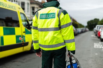 Fototapeta premium Emergency responder on urban street.