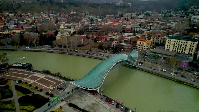 The Peace Bridge across the Mtkvari River in Tbilisi, Georgia