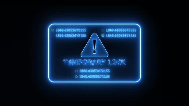 System lock notification displayed on glowing cyber security panel indicating restricted digital access on futuristic network protection interface