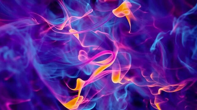 Vibrant neon smoke swirls in dark background, possibly used for creative design