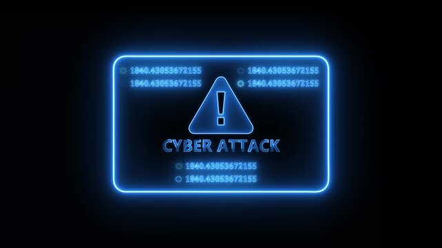 Cyber attack warning notification appearing on futuristic network security display highlighting digital threat detected in monitoring system
