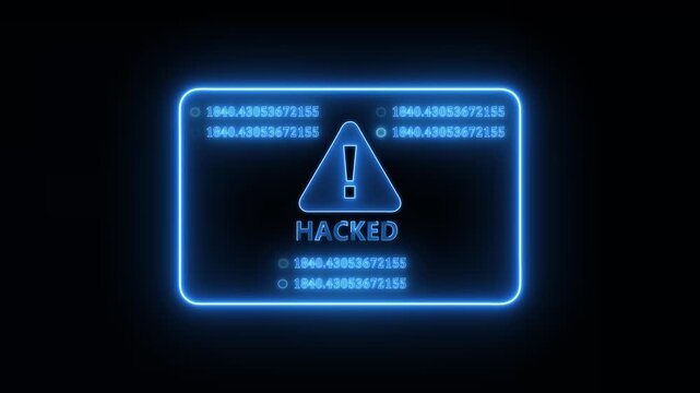 Digital network compromised message showing hacked system alert on glowing blue cybersecurity interface and real time threat monitoring screen