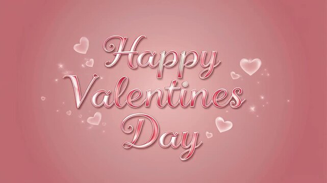 Pink Valentine's Day Greeting Card Background with Happy Message and Hearts