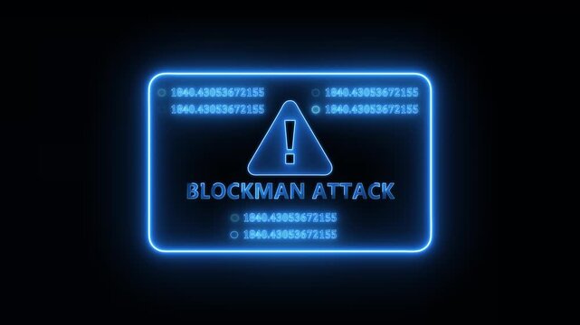 Blockchain network attack alert displayed on futuristic cyber defense screen showing digital system breach detection and security monitoring