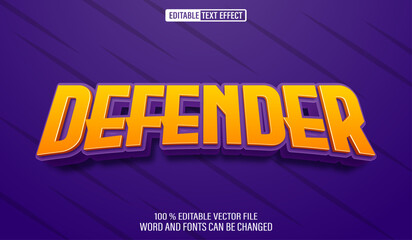 Editable 3d text style effect - Defender Game Hero Game text effect Template © Supriyadi