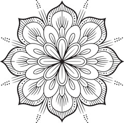 Obraz premium Intricate Mandala Floral Ornament – Decorative Line Art Pattern Design