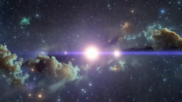 A stunning astronomical landscape of a vibrant nebula with stars, gas, and dust in space, depicting a celestial body formation process