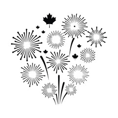 Obraz premium A heart shaped arrangement of fireworks and a single maple leaf