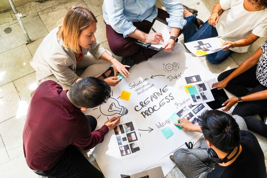 Collaborative brainstorming creative process.