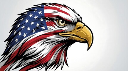 American Bald Eagle with USA Flag Pattern
