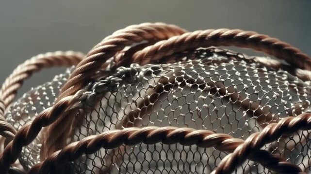 Close up of metal fishing net.