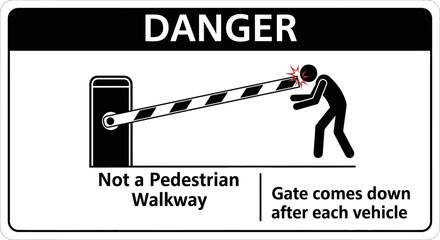 Person pushing boom gate with warning sign indicating danger © Hussnain