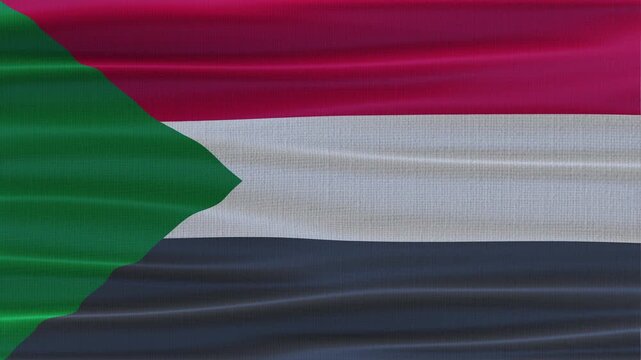 Sudan flag waving in the wind with high quality fabric texture