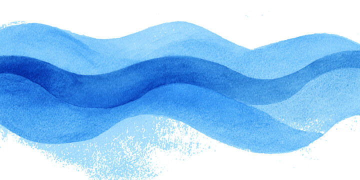 Abstract blue sea watercolor texture background with flowing ocean waves and soft turquoise liquid design.