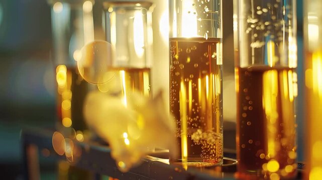 Chemical Reaction Vessels: A fascinating display of test tubes filled with vibrant solutions, showcasing the dynamic and intricate world of scientific experimentation.