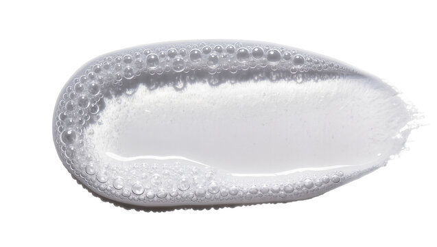 Translucent cosmetic foam smear with numerous delicate bubbles, isolated on a clean background, perfect for beauty product advertising and skincare concepts PNG