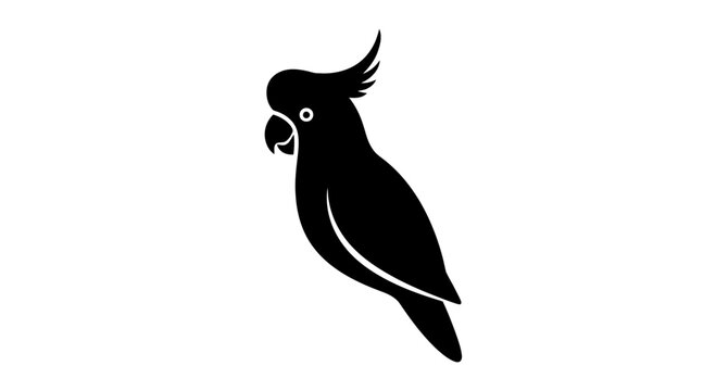 Black Silhouette of a Cockatoo Bird.
