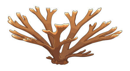 Obraz premium Detailed illustration of branching staghorn coral, showcasing its intricate structure and warm earthy tones, a vital part of marine ecosystems.