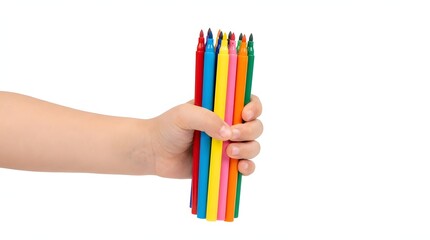 Fototapeta premium Hand holding colorful marker pens for creative design and brainstorming sessions