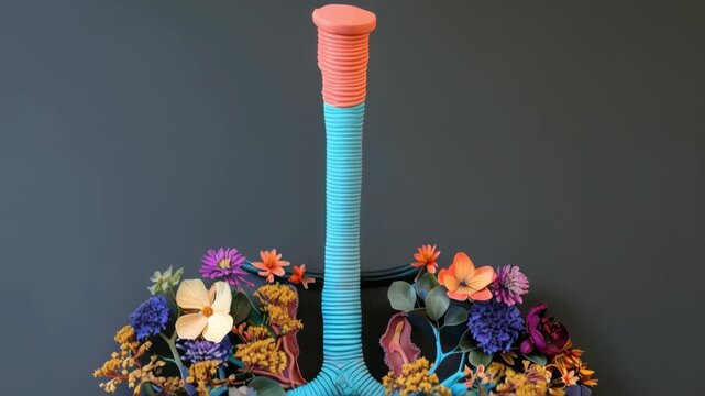 Colorful bloom: lungs transformed into floral art in timelapse animation
