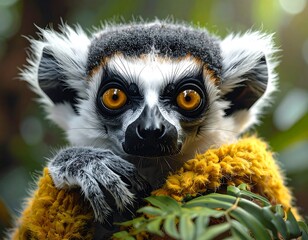Fototapeta premium Close-up of a lemur with vibrant eyes