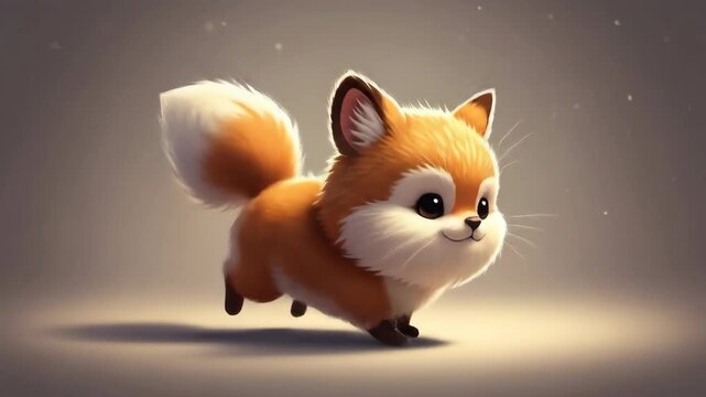 Adorable animated baby fox running in a seamless loop.