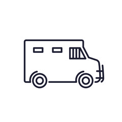 Armored truck line icon on white