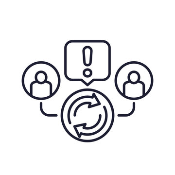 high employee turnover line icon with workers