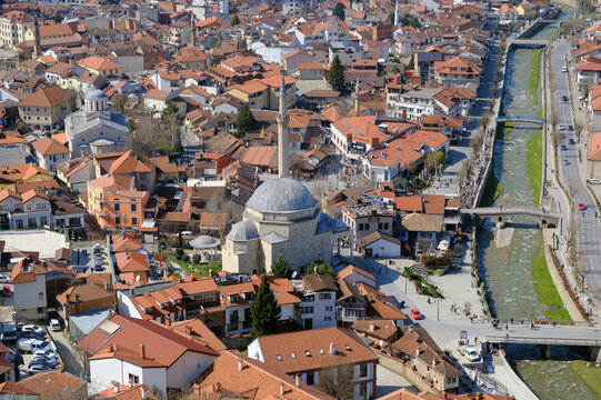 Prizren city centre and mosque, Prizren, Kosovo