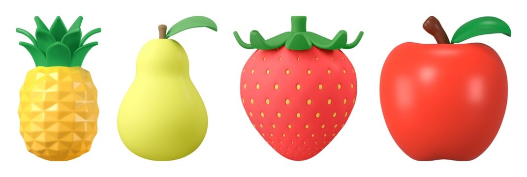 Colorful 3D fruit models