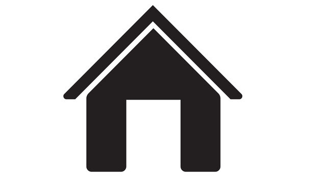 Simple house icon graphic design. black home symbol vector for website navigation or app interface with open door with roof shape with building icon with flat icon