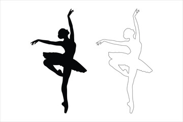 Ballet dancer silhouette and outline for dance and performance art © Sadek
