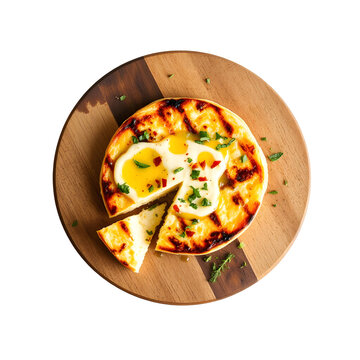 Grilled Argentine provoleta cheese with oregano and red pepper flakes melted and golden