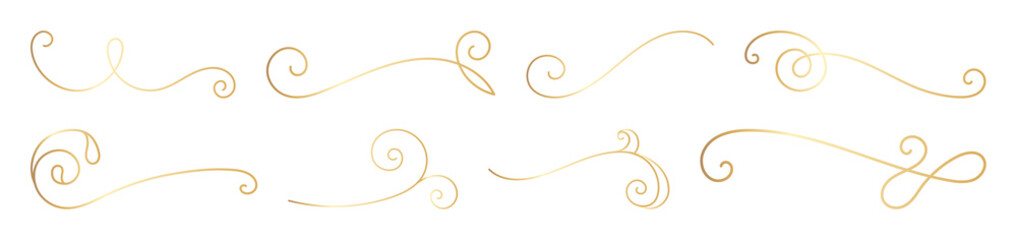 PNG Elegant golden decorative swirl designs element set on transparent background