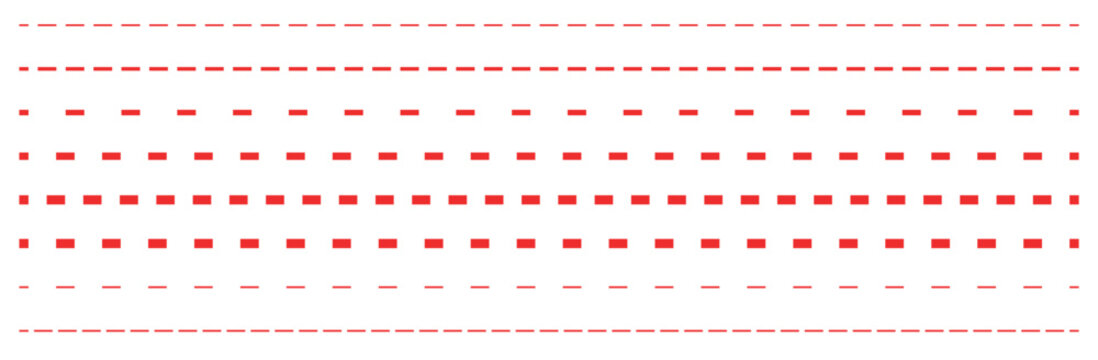 Red dotted line set collection isolated. 
